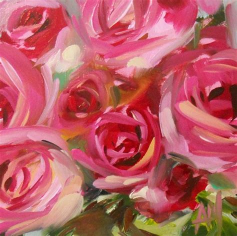 Pink Roses No 27 Original Floral Still Life Oil Painting By Moulton 5