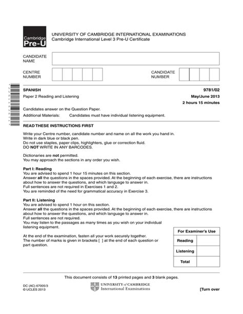 University Of Cambridge International Examinations