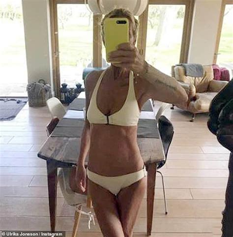 Ulrika Jonsson 53 Shows Off Her Figure In Bright Orange Swimwear On
