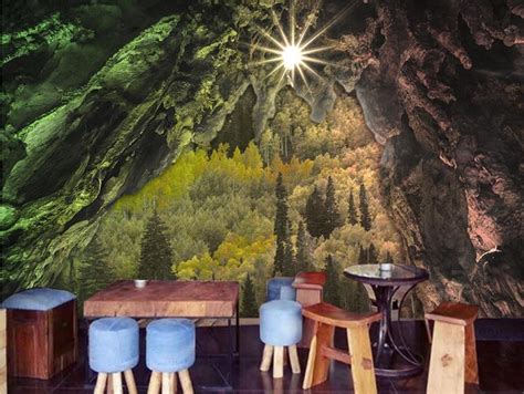 Virgin Forest 3d Landscape Wallpaper Cave Stone Abstract Wallpaper