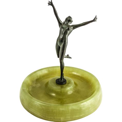 figurative art deco patinated bronze sculpture of a nude dancer on from wm crescenzo art and