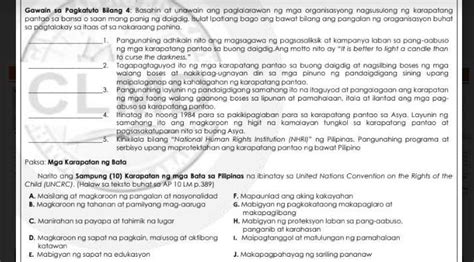 Gawain Sa Pagkatuto Bilang 4 Basahin At Unawain Ang Paglalarawan Ng