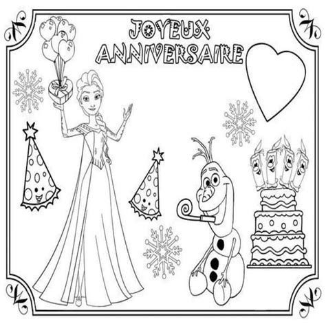 Coloriage Reine Des Neiges Anniversaire