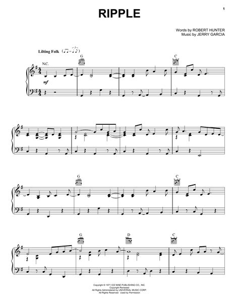 Ripple Sheet Music Grateful Dead Piano Vocal And Guitar Chords