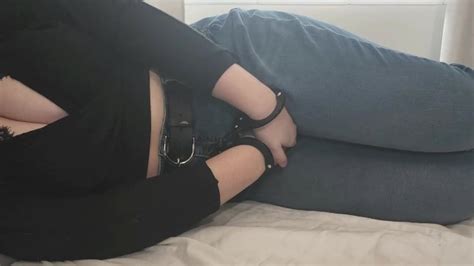 Cuffed Girl Desperately Wets Jeans On Bed Omorashijeans Wettingpee