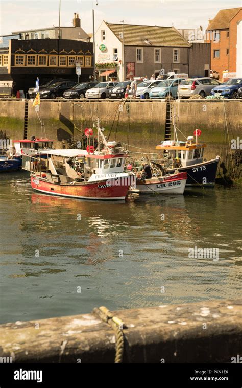 Fishing Boats In The Harbour At Eyemouth Berwickshire Scotland Stock