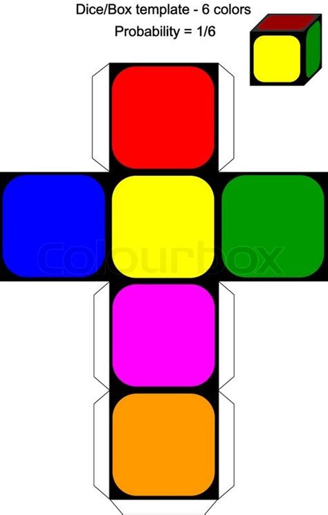 dice box template  colors stock vector colourbox