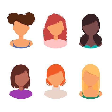 Premium Vector Women Avatar With Different Hairstyles And Haircuts
