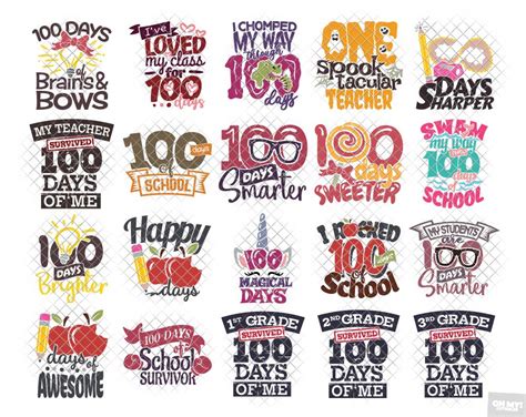 100 Days Of School Svg Vol 1 In Svgdxfepspng Ohmycuttables