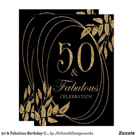 50 And Fabulous Birthday Celebration Gold Glitter Invitation Gold