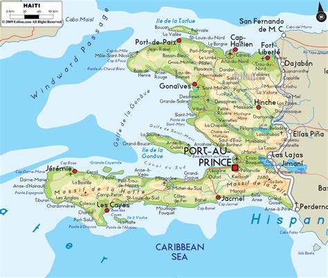Physical Map Of Haiti Ezilon Maps