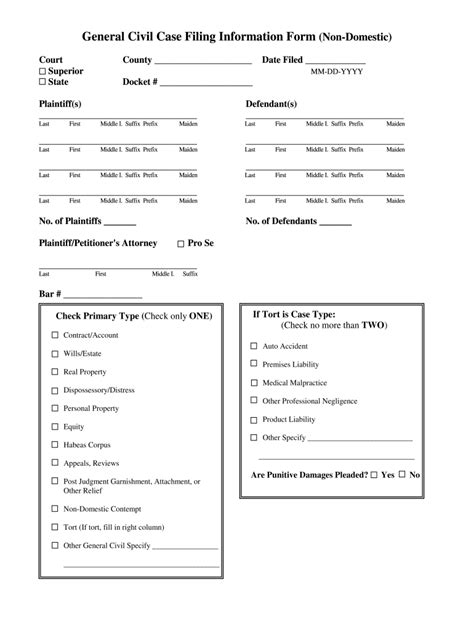 Civil Filing Form Fill Online Printable Fillable Blank Pdffiller