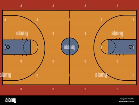 Basketball Court Floor With Line Vector Illustration Stock Vector