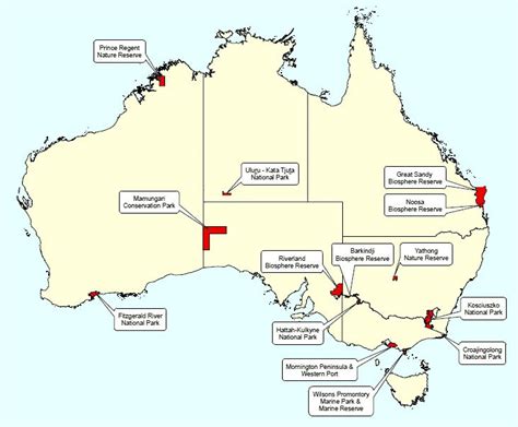 Map Showing Location Of Biosphere Reserves In Australia Park