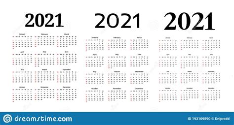 Calendario Para 2021 Aislado En Un Fondo Blanco Ilustración Del Vector Ilustración De