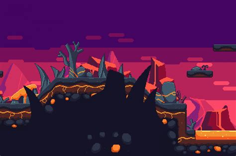 Volcano Pixel Art Environment Gamedev Market