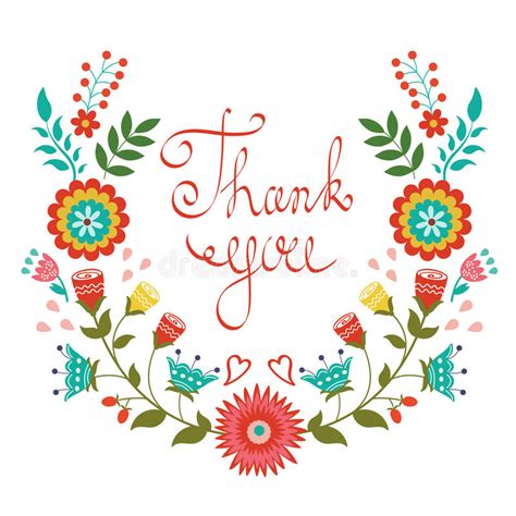 Cards are shipped the next business day. Thank You Card With Floral Wreath Stock Vector ...