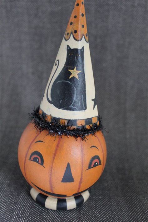 Halloween Handmade Halloween Folkart Jack O Lantern Vintage Inspired