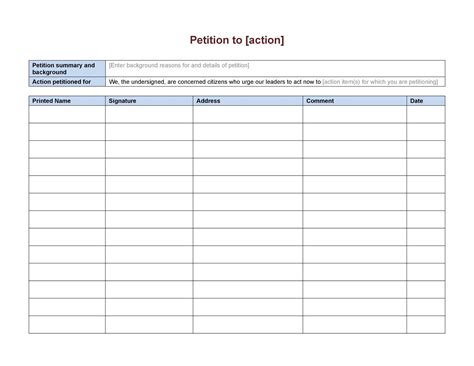 Blank Petition Template Free Printable Templates