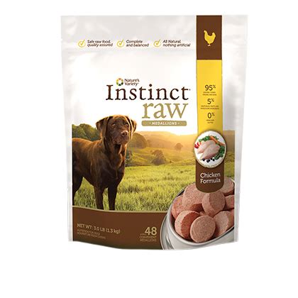 The instinct raw line includes one recipe. Nature's Variety Chicken Formula Dog Food - 1800PetMeds