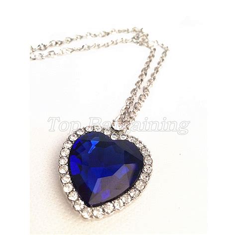 Crystal Stunning Titanic The Heart Of Ocean Blue Diamond Necklace Rare