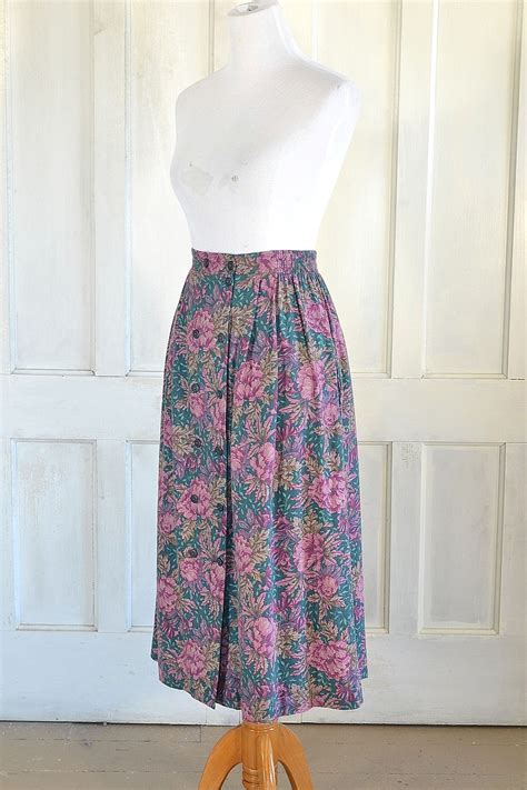 Vintage Laura Ashley Skirt Floral Midi Skirt Double Etsy