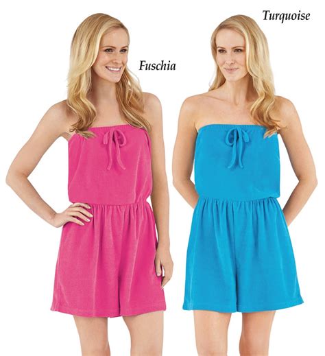 Strapless Terry Romper With Elastic Waist Collections Etc
