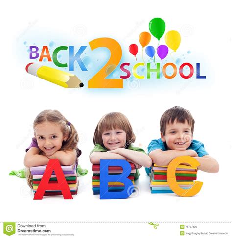 Back To School Kids With Books And Letters Stock Image