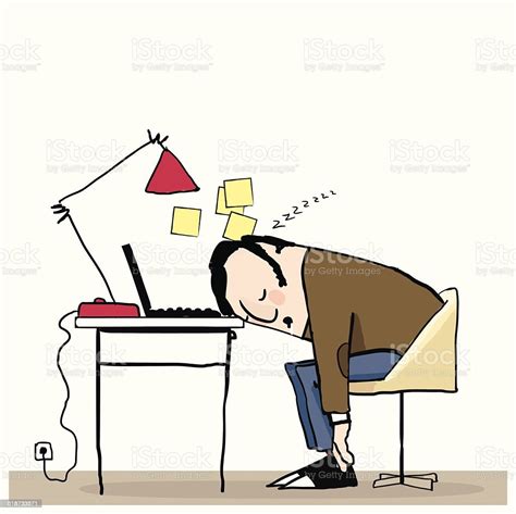 Man Sleeping On His Workplace Stock Illustration Download Image Now