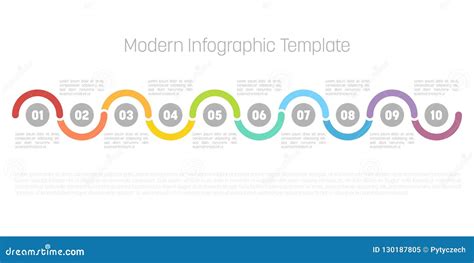 10 Step Process Modern Infographic Diagram Graph Template Of Circles