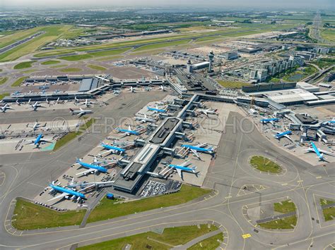 Aerial View Amsterdam Airport Schiphol The Gate System Of Schiphol