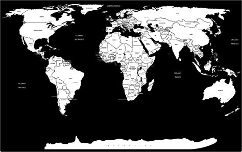 Mapa Mundi Preto E Branco Completo Com Nome Dos Países E Capitais