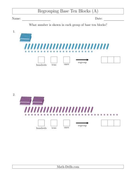 Representing Numbers with Base Ten Blocks that Require Regrouping (No ...