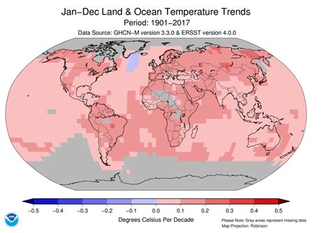 Global Climate Report Annual 2017 Global Temperature Trends