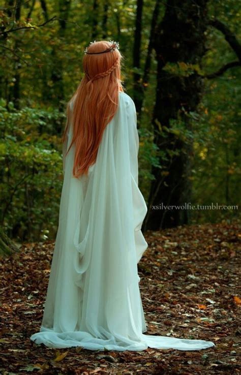 Dress Long Dress White Elvish Fantasy Medieval Witch