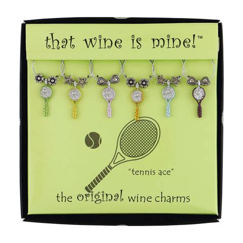 Wt 1658p Tennis Racquets Wine Charms Painted