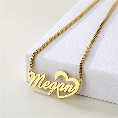 Custom 18k Gold Plated Heart Name Necklace With Heart 288251810