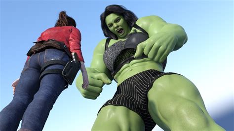 Claire Redfield Giant She Hulk Transformation Youtube