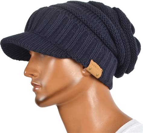 Mens Womens Thick Fleece Lined Knit Newsboy Cap Slouch Beanie With