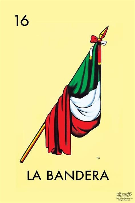 16 La Bandera Flag Loteria Card Mexican Bingo Lottery Mural Giant Poster 36x54