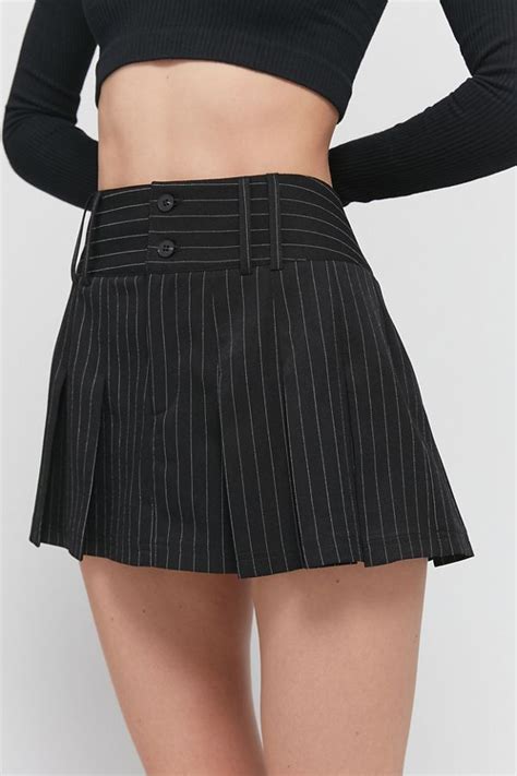 Uo Kortney Pinstripe Pleated Micro Mini Skirt Mini Skirts Micro Mini