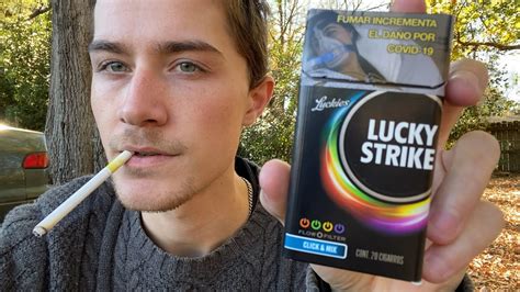 smoking a lucky strike click and mix flavored cigarette review youtube