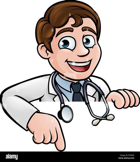 Doctor Cartoon Character Pointing Stock Vector Image Art Alamy