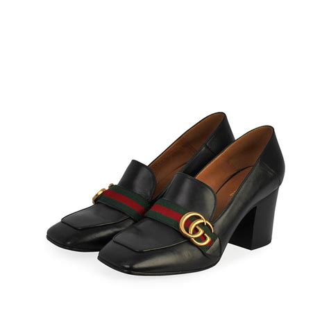 Gucci Leather Gg Web Loafer Pumps Black 39 6 Luxity