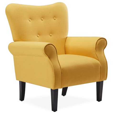 Arm chair accent single sofa linen fabric upholstered living room