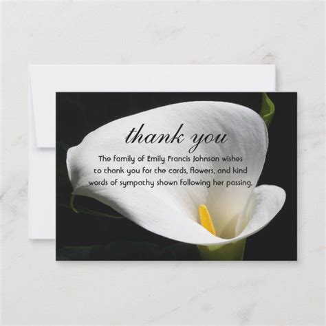 A Thank Card With A White Calla Lily