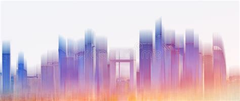 Colorful Building City Skyline On White Background Abstract City
