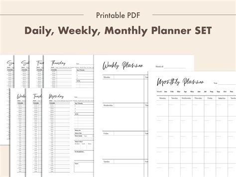 Daily Weekly Monthly Planner Undated Monthly Planner Monthly Planner