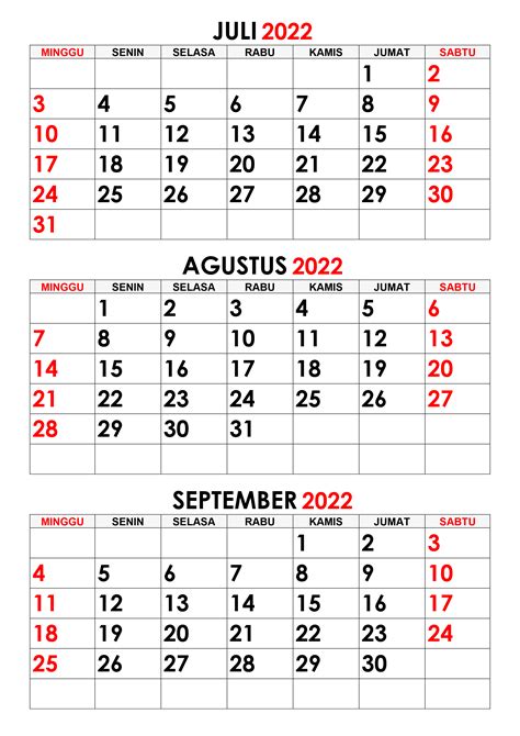 Kalender Juli Agustus September 2022 Kalender365su