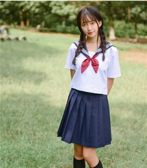 White Schoolgirl Uniform Japanese Class Navy Sailor School Uniforms